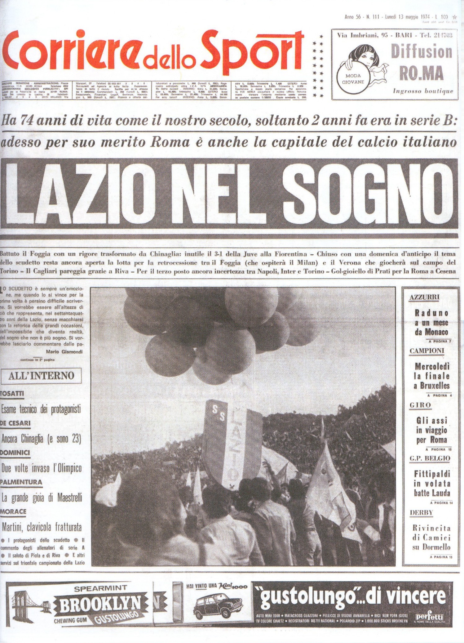 12 maggio 1974. Lazio nel sogno