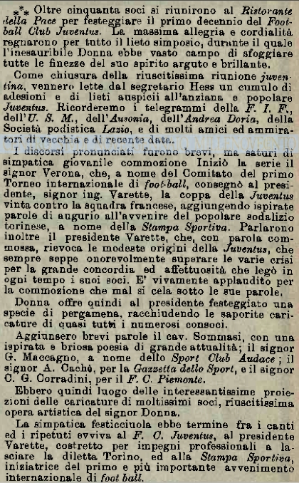 Estate 1908, la Lazio festeggia la Juventus
