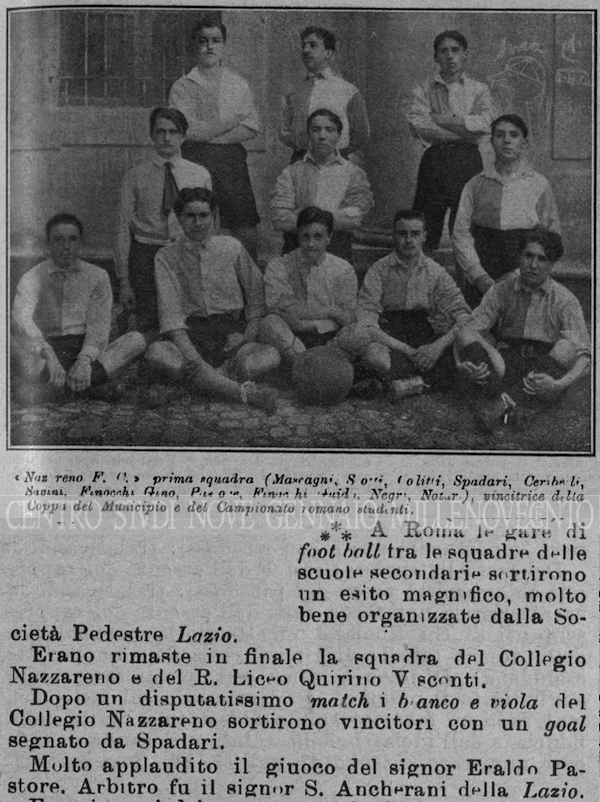 Roma, 1908: Ancherani arbitro nella finale delle scuole