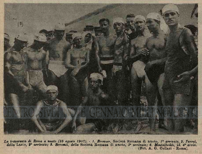 25 agosto 1907, la traversata di Roma a nuoto