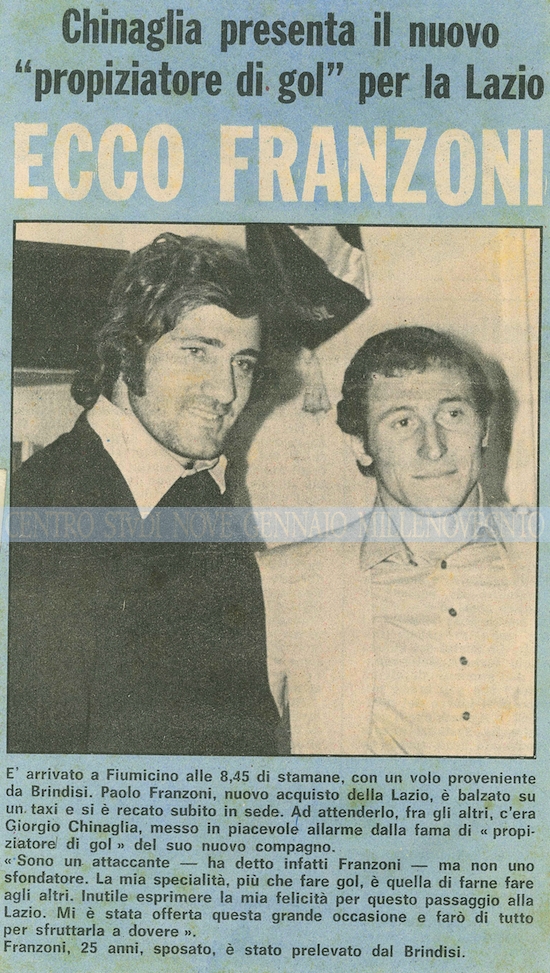 17 settembre 1974, Franzoni acciuffa i Campioni d’Europa