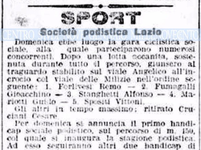 Una grande scoperta: la Lazio Ciclismo correva già nel 1904